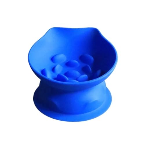 Bol à alimentation lente haut de gamme en silicone bleu surélevé - 2