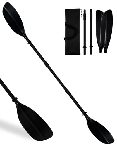 Quynhni Adjustable Kayak Paddle 62–87 Inches Paddle for Kayak Stainless Steel Shaft Fiberglass Blades Non-Slip Matte Grip Kayak Oar for Youth & Adults with Carry Bag