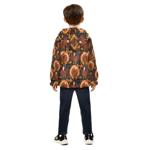 Turkey Pumpkin Halloween Background Design Toddler Fleece Jacket Girl Boys Hooded Fleece4