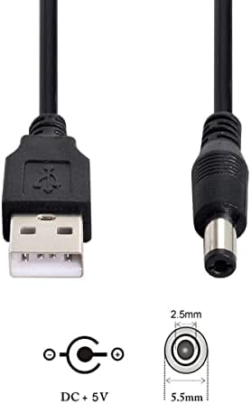 cablecc USB 2.0 A Type Male to 5.5 x 2.5mm DC 5V Power Plug Barrel Connector Charge Cable 80cm