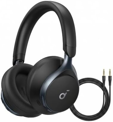 soundcore by Anker,Space One Active Noise Cancelling Bluetooth Over Ear Headphones with Travel Pouch,2X Stronger Voice Reduction,40H ANC Playtime,App Control,Ldac Hi-Res,Ergo Design for Comfort Fit