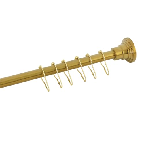 Kingston Brass SCC2817 Edenscape 38"-60" Stainless Steel Adjustable Shower Curtain Rod with Rings, 2.81'' (L) x 38'' (W) x 2-5/8'' (H), Brushed Brass by Kingston Brass - Used condition - CA$104.06