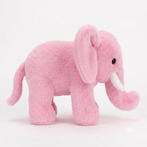 Image of Pink Elephant Plush Soft Toy 30 cm | Ultra Soft Stuffed Elephant Teddy for Kids, Girls, Boys & Adults | Cute Cuddly Animal Plush Toy for Birthday Gift, Baby Shower & Room Decor