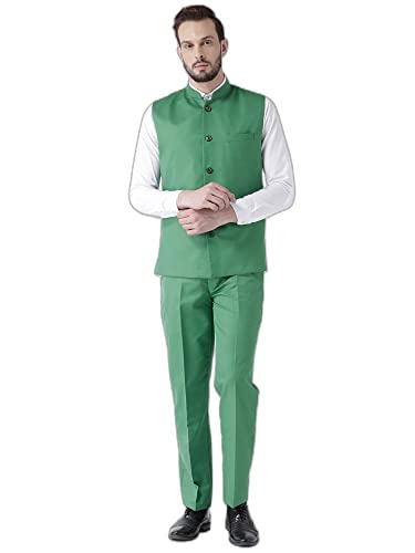 Image of Hangup Men's Poly Viscose Notch Lapel Suit (2BasketTR Green 44