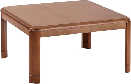 家具調 こたつ テーブル 80cm 正方形 一人暮らし 天然木 継脚タイプ 高さ2段階調整 中間入切スイッチ コード収納ボックス付 ブラウン（Amazon）