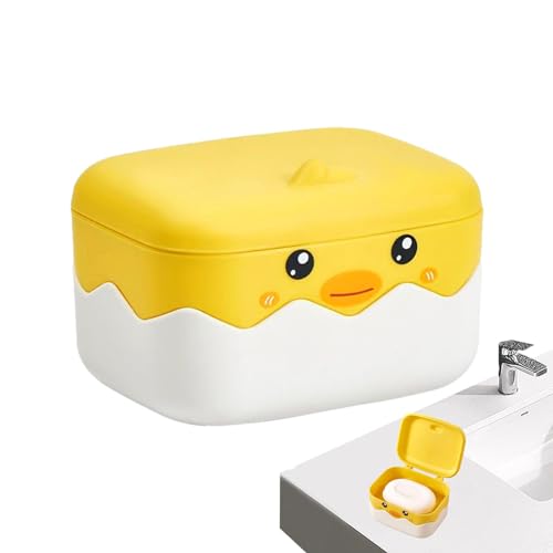 Jabonera – Bonito plato de ahorro de jabón con patrón de pato amarillo, herramienta de cocina, soporte de drenaje para ducha, hogar, baño, cocina e inodoro