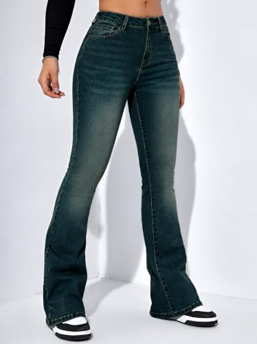 Image of Ben Martin Women's High Waist Jeans || Flared Bell Bottom Bootcut Pants || Wide Leg Stretch Denim - Perfect for Travel, Party & Everyday Use - Sizes 26-40 (1)
