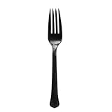 Premium Heavy Weight Plastic Forks | Jet Black | Pack of 48 | Party Supply