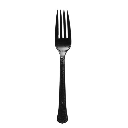 Jet Black Plastic Heavy Weight Forks (50 Count) - Premium Disposable Plastic Cutlery, Perfect for Home Use and All Kinds of Occasions