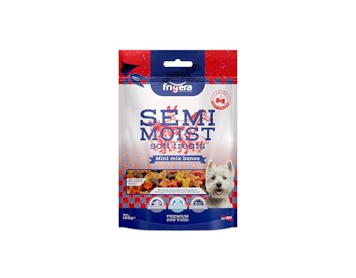 Frigera Semi-Moist Soft Treats Mini Mix Bones (6) 165g - Weiche Hundeleckerlis, Leckere Belohnung für Training & Zwischendurch, Ohne Zugesetzten Zucker, Hergestellt in Belgien