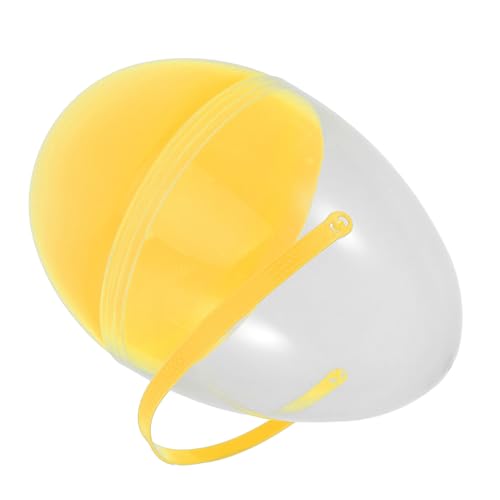 POPETPOP Gros Œuf de Pâques en Plastique Transparent à Remplir 25 Cm avec Poignée Jaune Récipient pour Chasse aux Œufs, Décoration Festive et Présent...