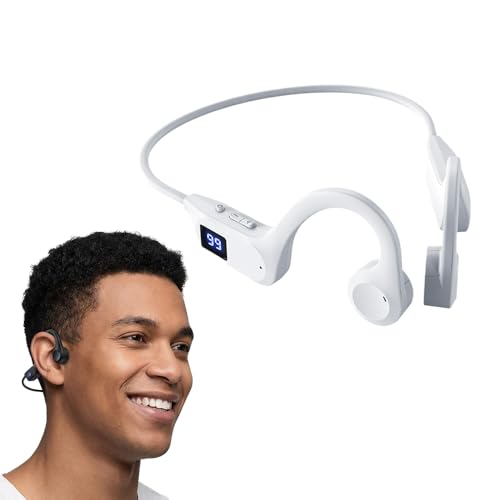 Image of 2026 Upgrade Bone Conduction Headphones Bluetooth, Open Ear Headphones with LED, Wireless Earbuds Sport Earphones for Running, Workouts, Sweat & Water Resistant, 8H Playtime (White)