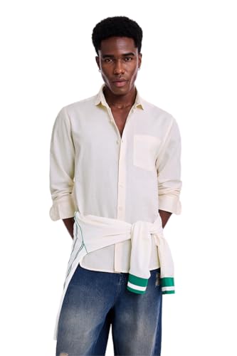Image of SNITCH Men Casual Shirt | Regular Fit Full Sleeve Spread Collar Solid Pattern | Breathable Cotton Linen Blend & Lightweight Fabric for Summer, Vacation & Smart Casual Wear