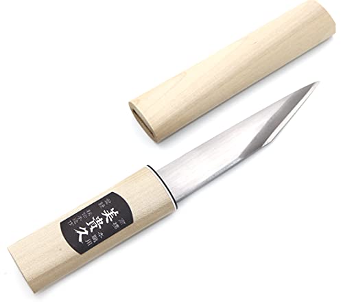 Ikeuti Couteau Artisanal Kiridashi Lame Carbone Menuiserie Ébénisterie Bois Forgé Main au Japon Polie 135 mm