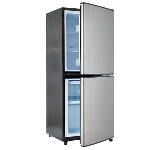 Frigorífico con congelador, 106 L, refrigeración 60 L, congelación 46 L, 2 estantes de cristal, cajón para verduras, control de temperatura, función de enfriamiento rápido