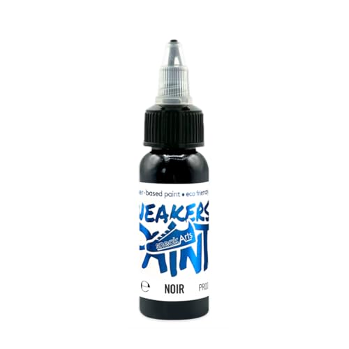 Peinture pour Cuir et Textile - - 30ml - Personnalisation Sneaker, Chaussure, Veste, Sac, Vêtement, Jean | SneakArts(Noir)