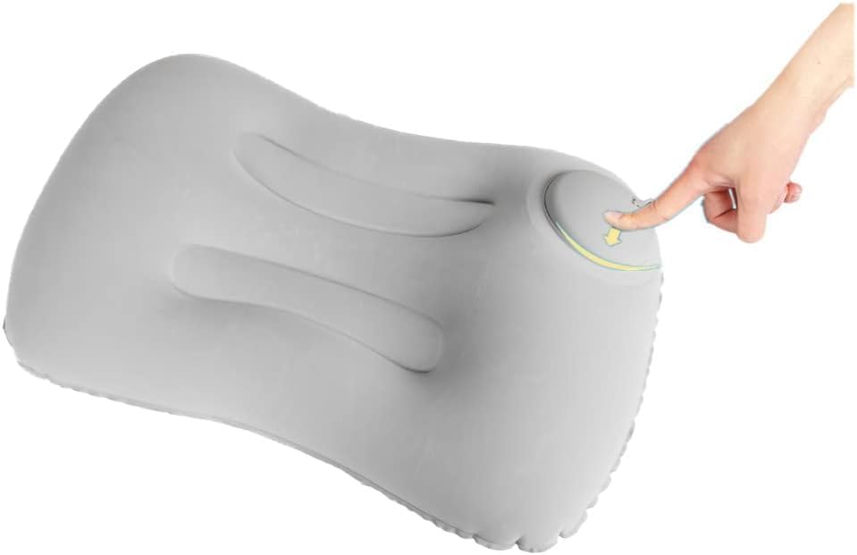 Image of Travel Inflatable Air Pillow, Ultralight Press-to-Inflate Neck Pillow with Ergonomic Head & Lumbar Support, Compact Camping Pillow for Backpacking, Airplane, Car & Home