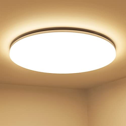 Lepro 11 inch 24 watt Flush Mount LED Ceiling Light 2400 Lumen 200 watt Equivalent, Waterproof, 3000 Kelvin Soft Warm White Bright Ceiling Fixture for Bedroom, Bathroom, Kitchen,Laundry, Liv