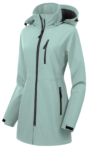 Image of CREATMO US Women's Lightweight Waterproof Long Softshell Tactical Jacket Fleece Lined Windbreaker