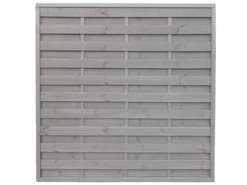 Woodtex │ Sichtschutzzaun │ Gartenzaun Kiefer │ grau vorlasiert │ 180x180x4,4cm │ Lamellen 95x8mm │ Edelstahl verschraubt │ stabil & wetterfest │ ideal für Terrasse & Garten