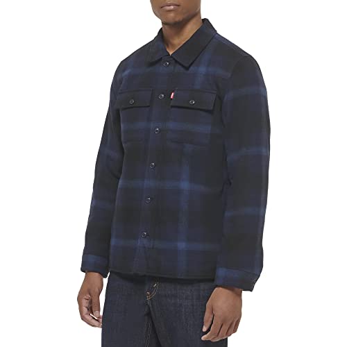 Levi's Men's Cotton Shirt Jacket, Navy Ombre Plaid, Large #TOP4
