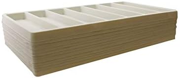 Miniatura 2 de N'icePackaging Bandeja de almacenamiento flocada con 7 ranuras, color marfil, para joyería y organización de mercancías, 6 unidades