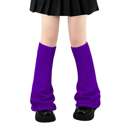 Olreco Dark Purple Leg Warmers for Women Purple Fuzzy Leg Warmers Halloween Accessories for Woman Purple Accessories for Women