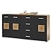 Produktbild Stella Trading Sideboard in Schwarz, Artisan Eiche Optik mit Hirnholz-Applikationen - Moderne Kommode mit Schubladen und viel Stauraum - 180 x 92 x 38 cm (B/H/T)