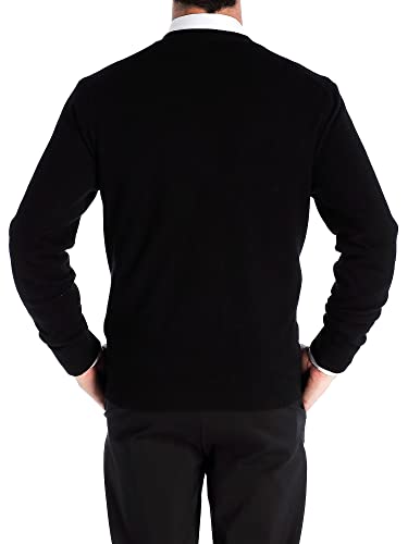 Kallspin Men's Cardigan Sweater Cashmere Wool Blend V Neck Buttons Cardigan With Pockets(Black, X-Large) #TOP1
