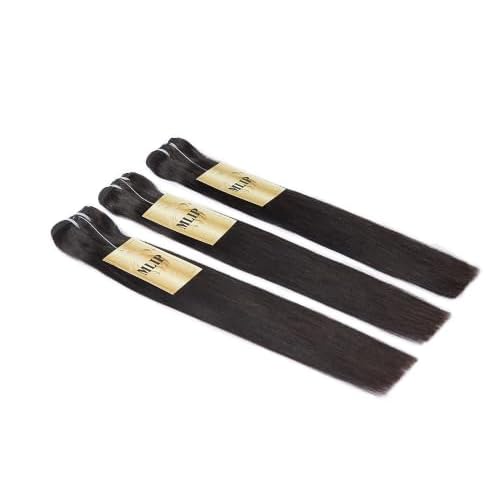 MLIP Human Hair Bundles Straight, Raw Virgin Indian Hair, Full & Natural