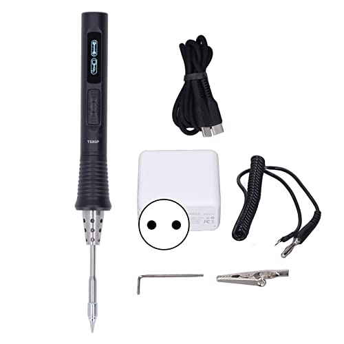 Kit de fer à souder électrique portable - Prise UE 30 W 100-240 V - Température réglable de 100 à 400 C - Affichage numérique OLED avec élément chauffant en céramique - Boîtier