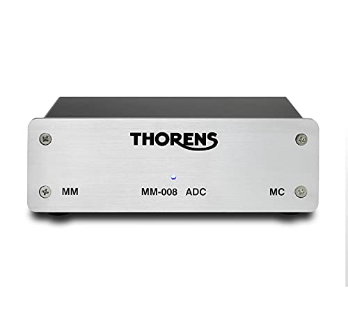 Thorens MM-008 ADC wzmacniacz do systemów MM i MC ze zintegrowanym przetwornikiem analogowo-cyfrowym i wyjściem USB Kolor: srebrny