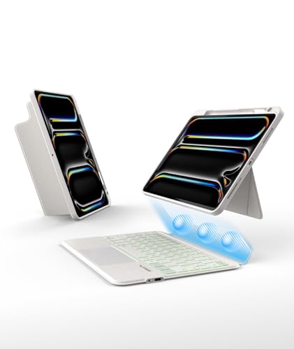 Image of EIP Magnetix Keyboard for iPad Pro 13 in M5 2025 & M4 2024-W | Patented stylus shortcuts, adjustable hinge stand, detachable protective case, 7 color backlight, precise cutouts