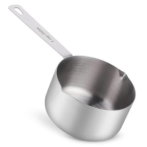 Taza medidora de acero inoxidable, cucharas medidoras, de Metal con escalas y anillos de almacenamiento, cuchara medidora de doble boca, suministros de cocina, measuring spoons (1 Measuring Cup)