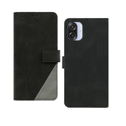 Image of amazon basics Samsung Galaxy M07 5G Flip Cover | Card Pockets Wallet & Stand | Flip Cover for Samsung Galaxy M07 5G (Black with Grey)