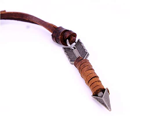Arrow Double Rings Cirles Ox Horn Pendant Necklace Vintage Real Cowhide Leather Rope Chain Personality Necklace Trendy Jewelry For Men-Arrow #TOP1