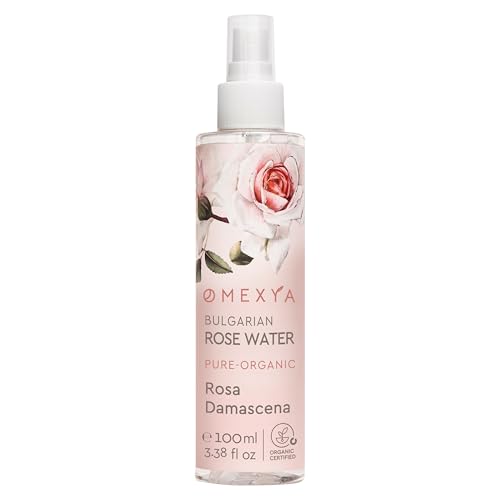 Spray de agua de rosas 100 ml – Omexya Rosa Damascena – Tóner natural para el cuidado de la cara y la piel, spray facial refrescante sin aditivos (100 ml (1 paquete), agua de rosas)