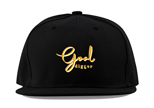 Maikomanija Goal Digger Lustige Gold Bagger Baumwolle Flaches Visier Fullcap Baseball Cap Trucker Hut Unisex Sport Atmungsaktiv, Schwarz , One size