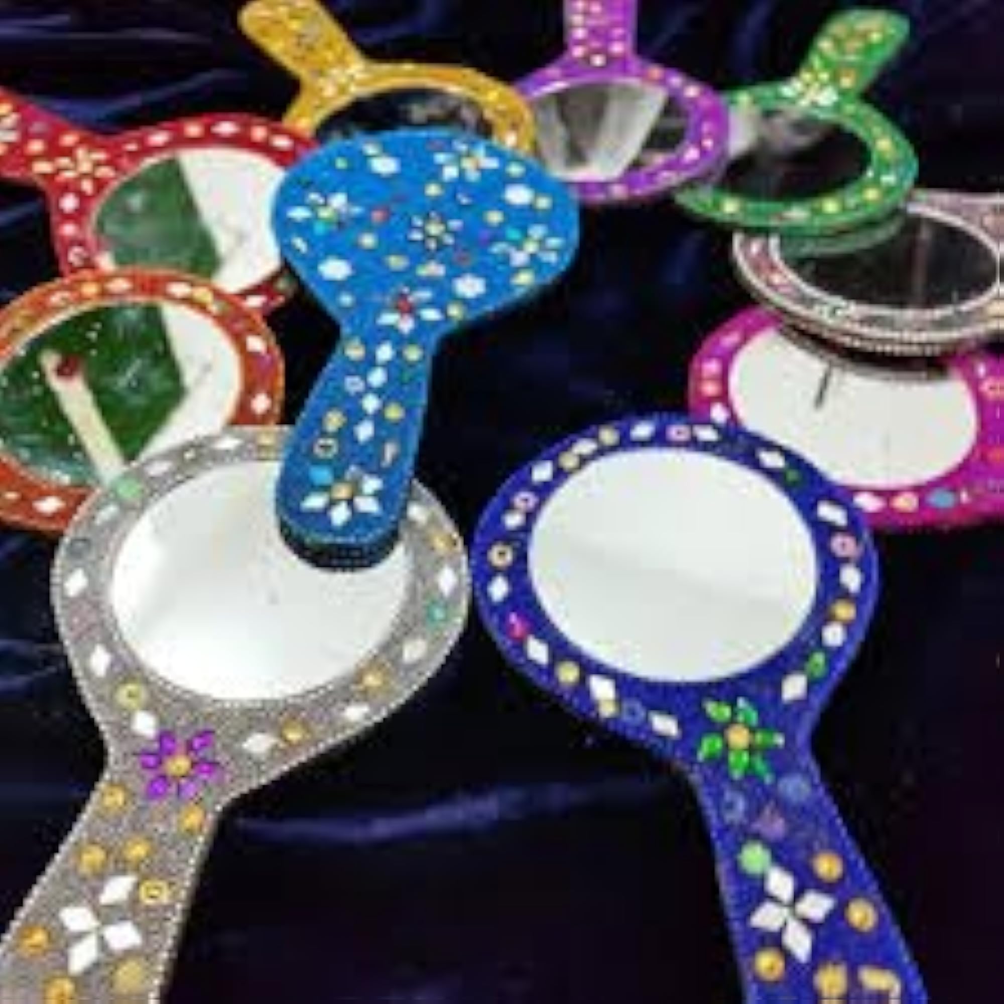 Ethnic Handcraft Beaded Wall Mirror, Multicolor Design