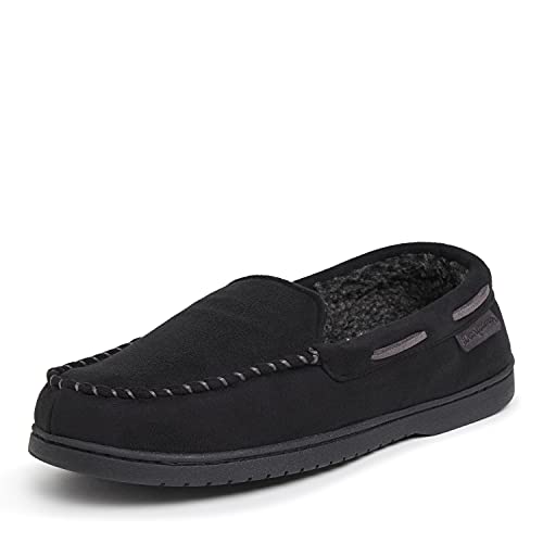 Dearfoams Men’s Breathable Memory Foam Indoor Outdoor Keaton Moccasin Slipper with Wide Widths