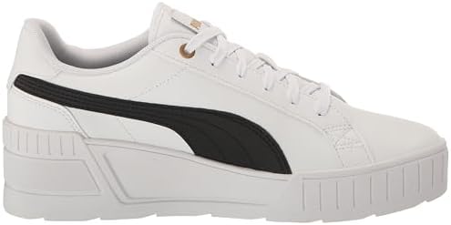 PUMA Women's KARMEN WEDGE Sneaker, Puma White-Puma Black-Gold, 7.5 | Image 5
