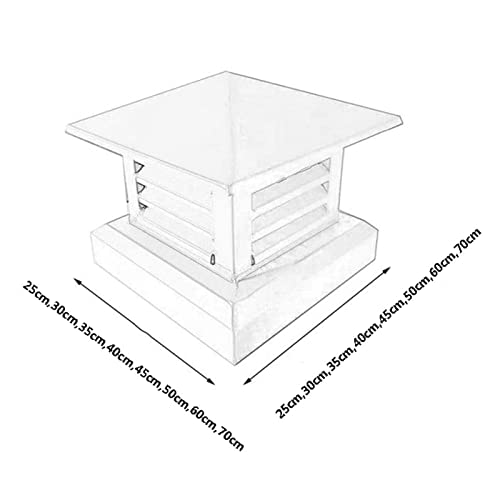 Ltlwsh Chimney Flue Cowl Pipe Line Cover Protector Cap Ending Chimney Cap Chimney Cowl Aluminum Alloy Square Drain Cap Roof Vent Cap Rain Louver Cap Windproof Cap,45X45Cm #TOP4