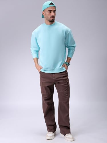 Image of The Indian Garage Co Men Oversized Solid Overhead Crewneck Sweatshirt