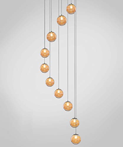 Suspension LED 10 lumières pour villa et escalier en spirale MOCHAMIK