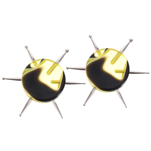 Cabilock Outils à Pointiller pour Nail Art 2 Pcs Stylo à Pointiller Ongles Multi-Aiguilles Manche Acrylique Noir et Jaune Petit Outil de Manucure Précis pour DIY Nail Art et Décoration