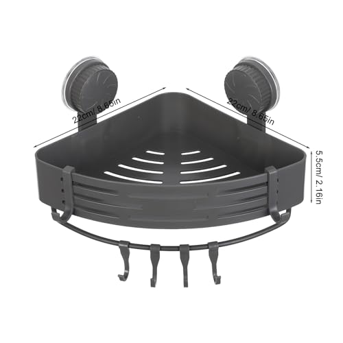 Estante de ducha triangular sin taladro de gran capacidad con ganchos 3