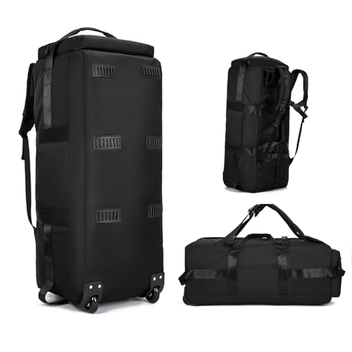 85L Große Reisetasche mit Rollen, 3 IN 1 Handgepäck Tasche Kofferorganizer, Faltbare Wasserdicht Oxford Reiserucksack, Herren Damen Rolltasche, XL Rucksack Koffer für Camping, Reisen, Urlaub