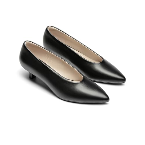Athlefit Women's Closed Pointed Toe Low Kitten Heels 1.5-Inch Comfortable Dress Pumps Shoes for Wedding Party Office Black Size 7, AD01064 — view 5