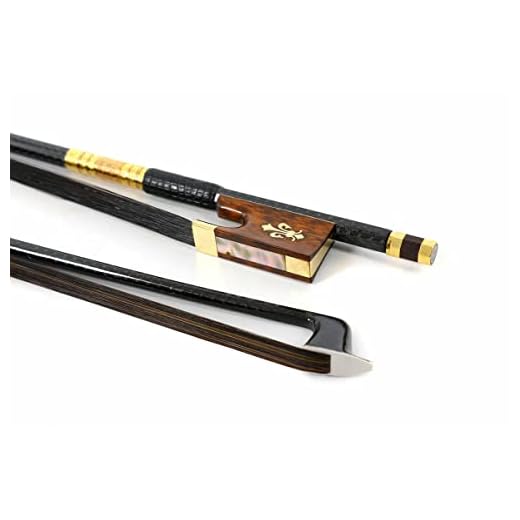 WUQIMUSC Arco de violín de tamaño completo 4/4, palo de fibra de carbono, palo de madera de serpiente, rana natural, bonito patrón de pelo