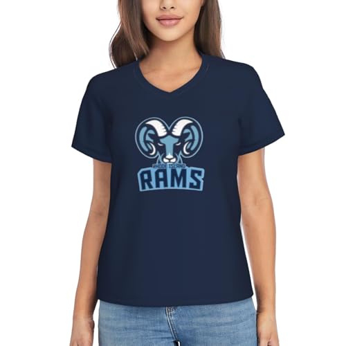 Uri University of Rhode Island Rams Custom Women's V-Neck T-Shirt - Full Color Print - Perfect for Everyday Wear-Medium